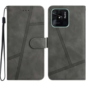 Lr Joyful Xiaomi İçin Redmi 10C 4G Cilt Touch Hissed Hissetme Cep Telefon Kılıf Cüzdan Retro Pu Deri Dikiş Hattı Dekor Telefon Kapağı (Yurt Dışından)