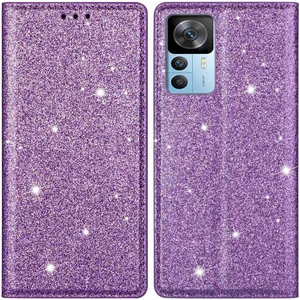 Lr Joyful Xiaomi 12T 5G / 12T Pro 5G / Redmi K50 Ultra 5G Kart Tutucu Tasarım İnce Stand Telefon Kapağı Glitter Pu Deri Cep Telefon Kılıfı Manyetik Otomatik Absorbed Kapanış (Yurt Dışından)
