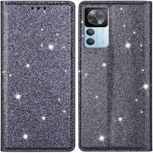 Lr Joyful Xiaomi 12T 5G / 12T Pro 5G / Redmi K50 Ultra 5G Kart Tutucu Tasarım İnce Stand Telefon Kapağı Glitter Pu Deri Cep Telefon Kılıfı Manyetik Otomatik Absorbed Kapanış (Yurt Dışından)