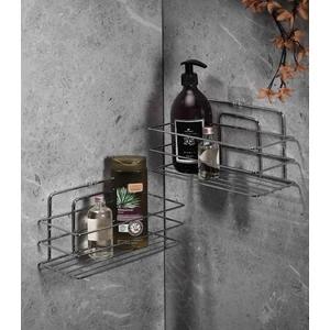 Yapışkanlı Banyo Düzenleyici Şampuanlık Duş Rafı 2 Adet Krom Tş-01