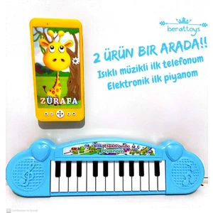 Berat Toys Oyuncak Cep Telefonu Işıklı Müzikli Telefon Pilli Piyano Oyuncak Pilli Org