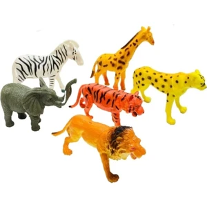 Berat Toys Oyuncak Hayvan Seti 10 cm Vahşi Hayvanlar Aslan Kaplan Zürafa Fil 6 Parça Oyuncak Hayvan