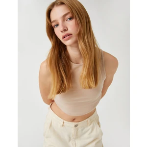 Crop Atlet Bisiklet Yaka Fitilli Asimetrik Kesim