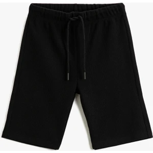 Beli Bağlamalı Basic Şort Dokulu