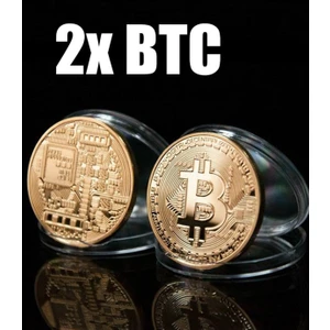 2x Bitcoin Madeni Para Altın Rengi Hatıra Koleksiyon Değerli Kutulu (2 Adet)