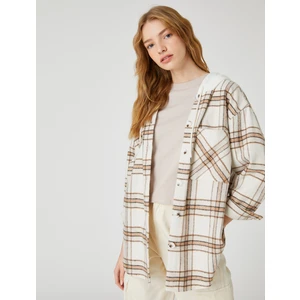 Oversize Oduncu Gömleği Kapüşonlu Uzun Kollu