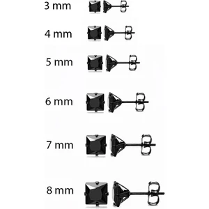 Bayan-Erkek Kare Siyah 3mm Taşlı Çelik Küpe cm25