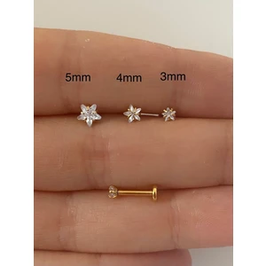 Ares Collection Cerrahi Çelik Tek Taş Yıldız Tragus Helix Lobe Conch Uyumlu Piercing