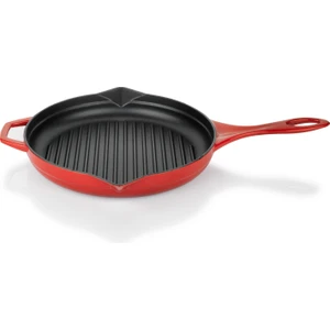 Guss Chef Döküm Yuvarlak Grill Tava 28CM-1 Parça-Kırmızı