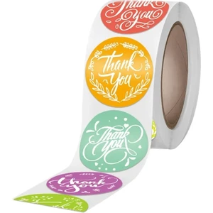 Yapışkanlı Etiket - Thank You -9 Farklı Tasarım (2,5 Cm) 50 Adet