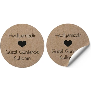 Sticker Kuşe (3X3CM) -Hediyemizdir Kraft GÖRÜNÜMLÜ-100ADET