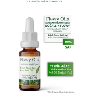 Flowy Oils Tesbih Ağacı Yağı Neem Yağı %100 Doğal Bitkisel Sabit Yağ Neem Seed Oil 10 ml