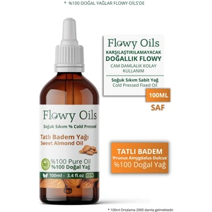 Flowy Oils Tatlı Badem Yağı %100 Doğal Bitkisel Sabit Yağ Sweet Almond Oil 100 ml