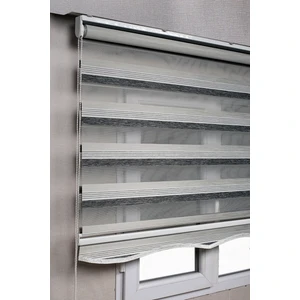 Bizden Perde Etekli Premium Çift Renk Siyah-Gri Ev-Ofis Zebra Stor Perdeler 