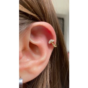 Ares Collection Cerrahi Çelik Zirkon Taşlı Tragus Rook Forward  Lobe Helix Kıkırdak  Uyumlu Halka Piercing Küpe