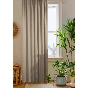 Home Color Home Petek Kadife Dokulu Fon Perde Bej Rengi Düz Dikişli Ekstrafor Büzgü