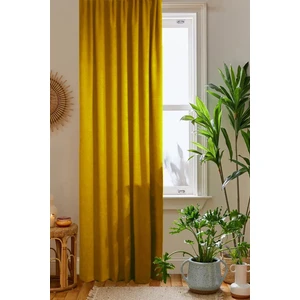Home Color Home Hardal Sarısı Petek Kadife Dokulu Fon Perde Düz Dikişli Ekstrafor Büzgü