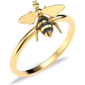 İndigo Takı Mineli Arı Altın Kaplama Gümüş Yüzük