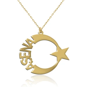 İndigo Takı Isimli Ay Yıldız Gümüş Kolye