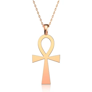 İndigo Takı Ankh Antik Mısır Sembolü Rose Gümüş Kolye