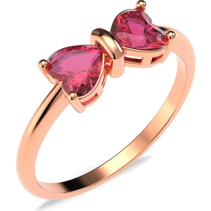 İndigo Takı Kalpli Papyon Rose Gümüş Yüzük