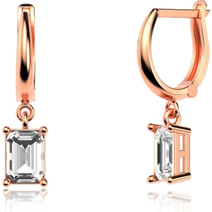 İndigo Takı Baget Tek Taş Rose Gümüş Küpe