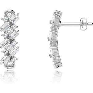 İndigo Takı Karışık Baget Taşlı Gümüş Küpe