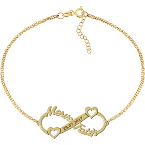 İndigo Takı Isimli Tarihli Kalp Sonsuzluk Gümüş Bileklik