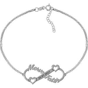 İndigo Takı Isimli Tarihli Kalp Sonsuzluk Gümüş Bileklik