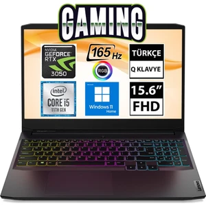 Ideapad Gaming 3 82K101ELTX02 İntel Core i5-11320H 8GB 1TB+512SSD RTX3050 15.6" Fullhd Windows 11 Home Taşınabilir Bilgisayar