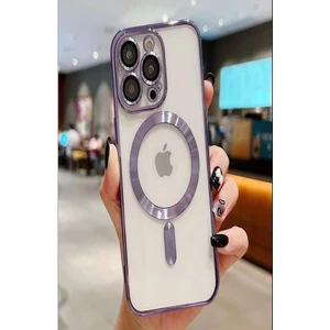 iPhone 12 Pro Max Kılıf Magsafe Köşeleri Renkli Lüx Şeffaf Kamera Lens Korumalı