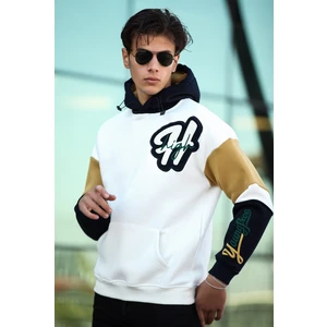 High Nakışlı Oversize Sweatshirt - Beyaz