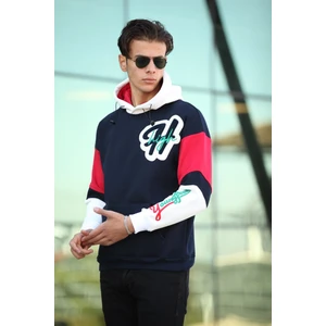 High Nakışlı Oversize Sweatshirt - Lacivert