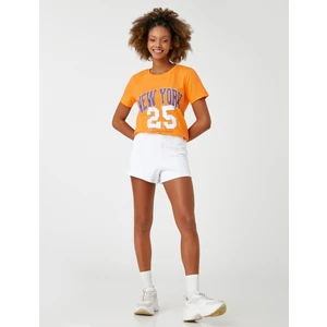 Kolej Baskılı Tişört Bisiklet Yaka Kısa Kollu