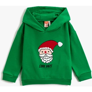 Kapşonlu Sweatshirt Yılbaşı Temalı Noel Baba Baskılı
