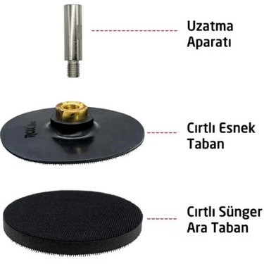 Rox Wood 0181 Esnek Cırt Zımpara Taban Seti 115 mm (3 Parça) Fiyatı