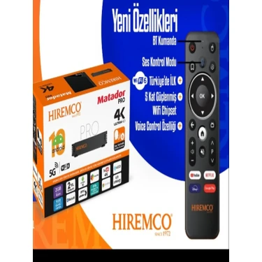 Hiremco 2023 Hediyeli 4K Adroid Box - Android TV Box - Akıllı TV / Media Player - Çanaksız