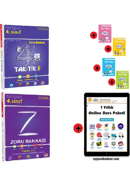 Tonguç Akademi 4. Sınıf Taktikli Soru Bankası Zoru Bankası - Sadık Uygun Proje Yayınları Türkçe Matematik Fen Bilimleri Sosyal Bilgiler Test Ödev Soru Bankası Seti - 1 Yıllık Online Ders Paketi