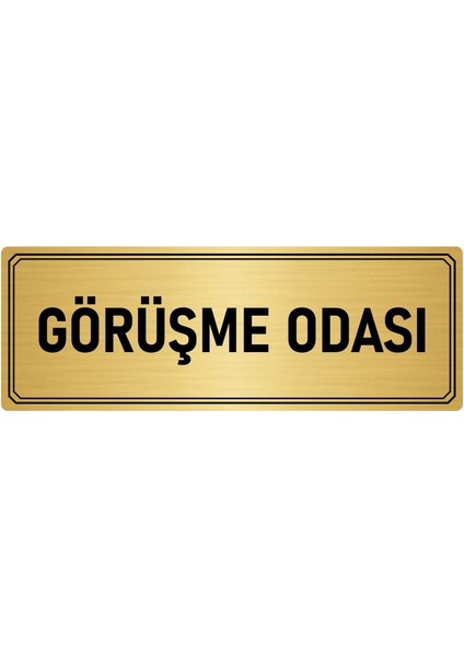 Metal Yönlendirme Levhası Departman Kapı Isimliği Görüşme Odası 10x20 cm Altın Renk