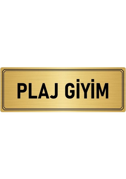 Metal Yönlendirme Levhası Departman Kapı Isimliği Plaj Giyim 7x20 cm Altın Renk