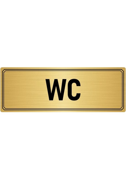 Metal Yönlendirme Levhası Departman Kapı Isimliği Wc 7x20 cm Altın Renk