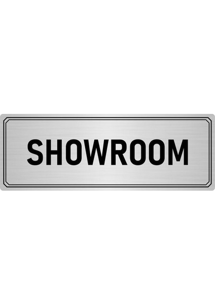 Metal Yönlendirme Levhası Departman Kapı Isimliği Showroom 10x20 cm Gümüş Renk