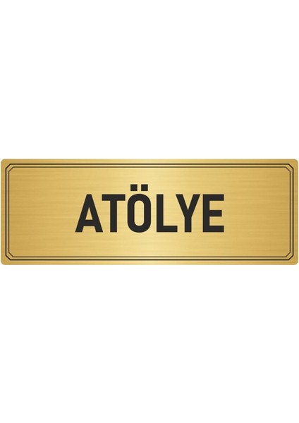 Metal Yönlendirme Levhası Departman Kapı Isimliği Atölye 7x20 cm Altın Renk