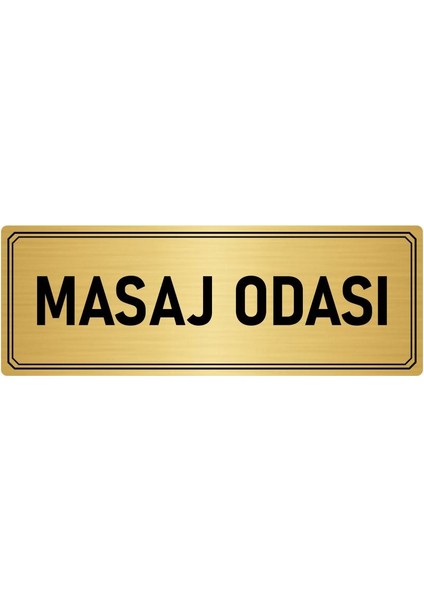 Metal Yönlendirme Levhası Departman Kapı Isimliği Masaj Odası 7x20 cm Altın Renk
