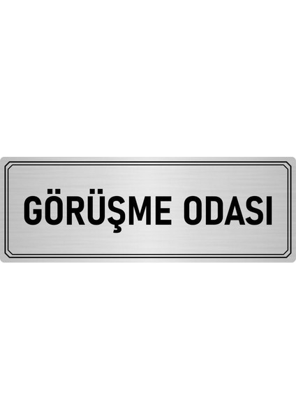Metal Yönlendirme Levhası Departman Kapı Isimliği Görüşme Odası 7x20 cm Gümüş Renk