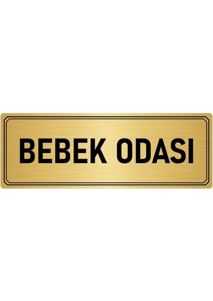 Metal Yönlendirme Levhası Departman Kapı Isimliği Bebek Odası 5x20 cm Altın Renk