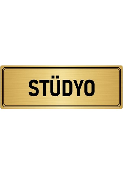 Metal Yönlendirme Levhası Departman Kapı Isimliği Stüdyo 7x20 cm Altın Renk