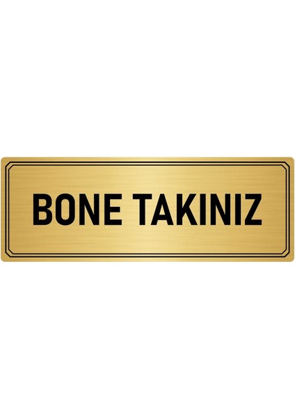 Metal Yönlendirme Levhası Departman Kapı Isimliği Bone Takınız 10x20 cm Altın Renk