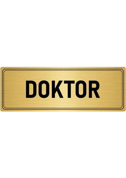Metal Yönlendirme Levhası Departman Kapı Isimliği Doktor 7x20 cm Altın Renk