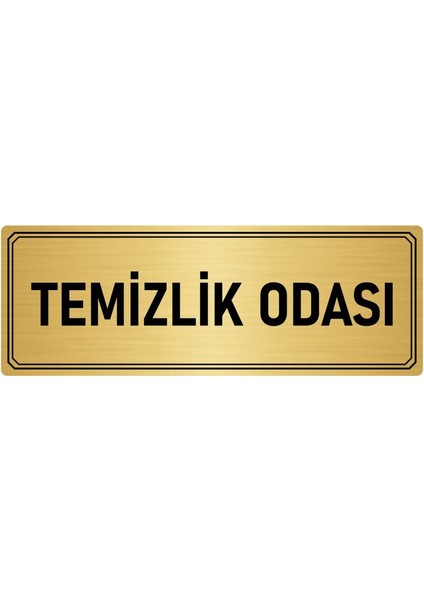 Metal Yönlendirme Levhası Departman Kapı Isimliği Temizlik Odası 7x20 cm Altın Renk